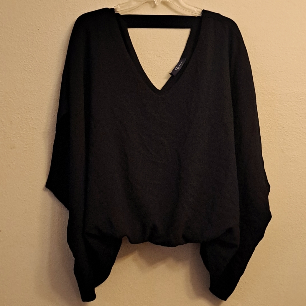 Black flutter sleeve women's shirt.  Size L.  KLD